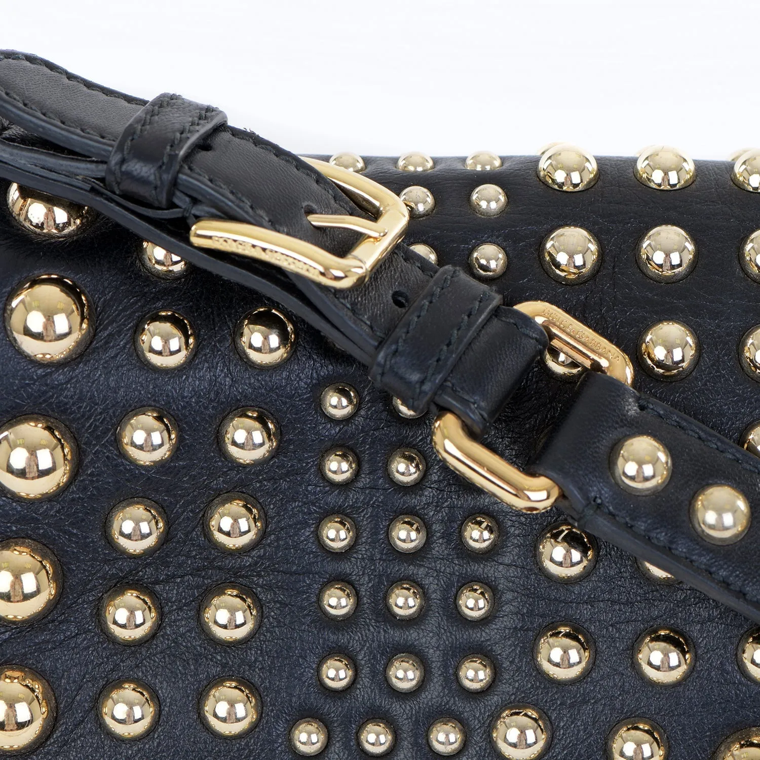 Leather Gold Studded Shoulder Bag