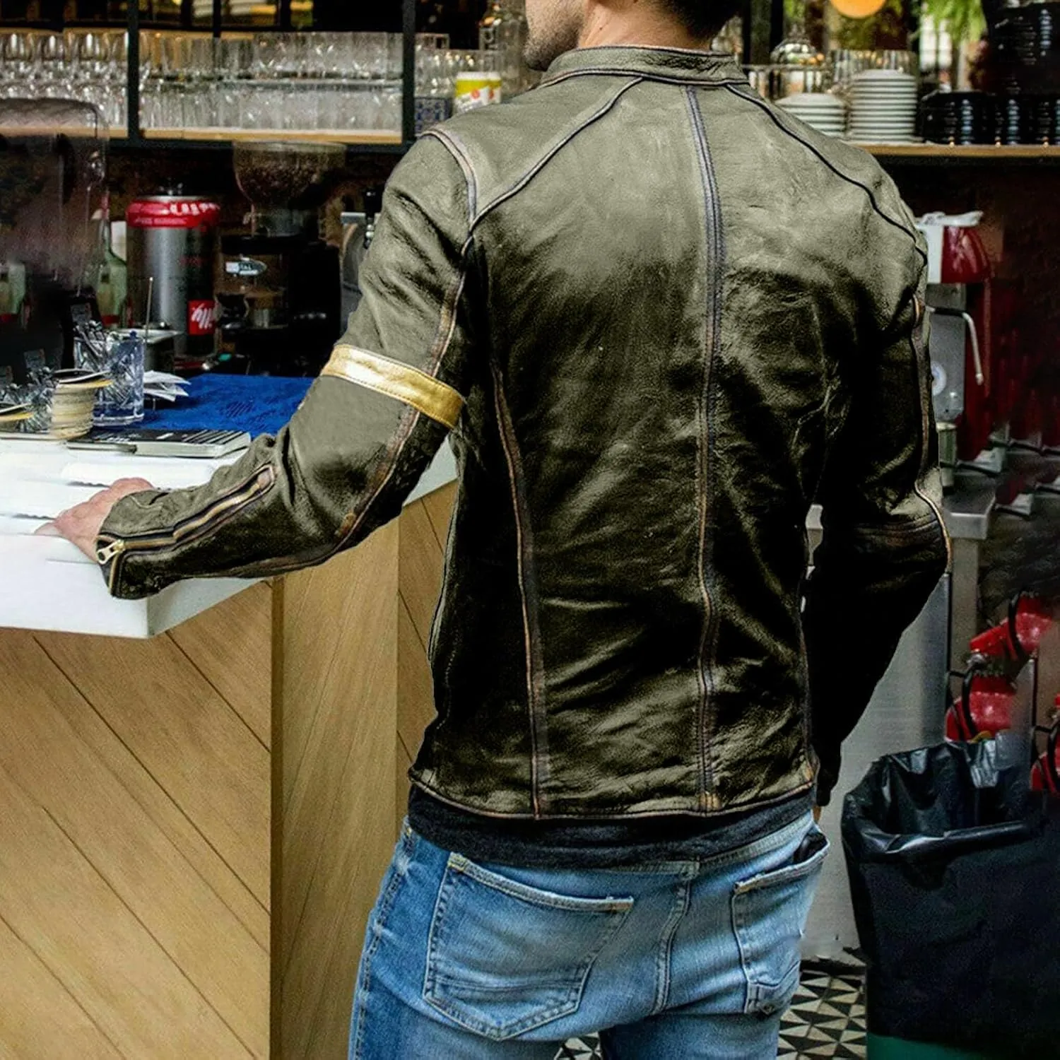 Leather Jacket Mens Club Coat Vintage Autumn Winter Men Jacket Collar Men's Coats Jackets Mens Jacket Lightweight