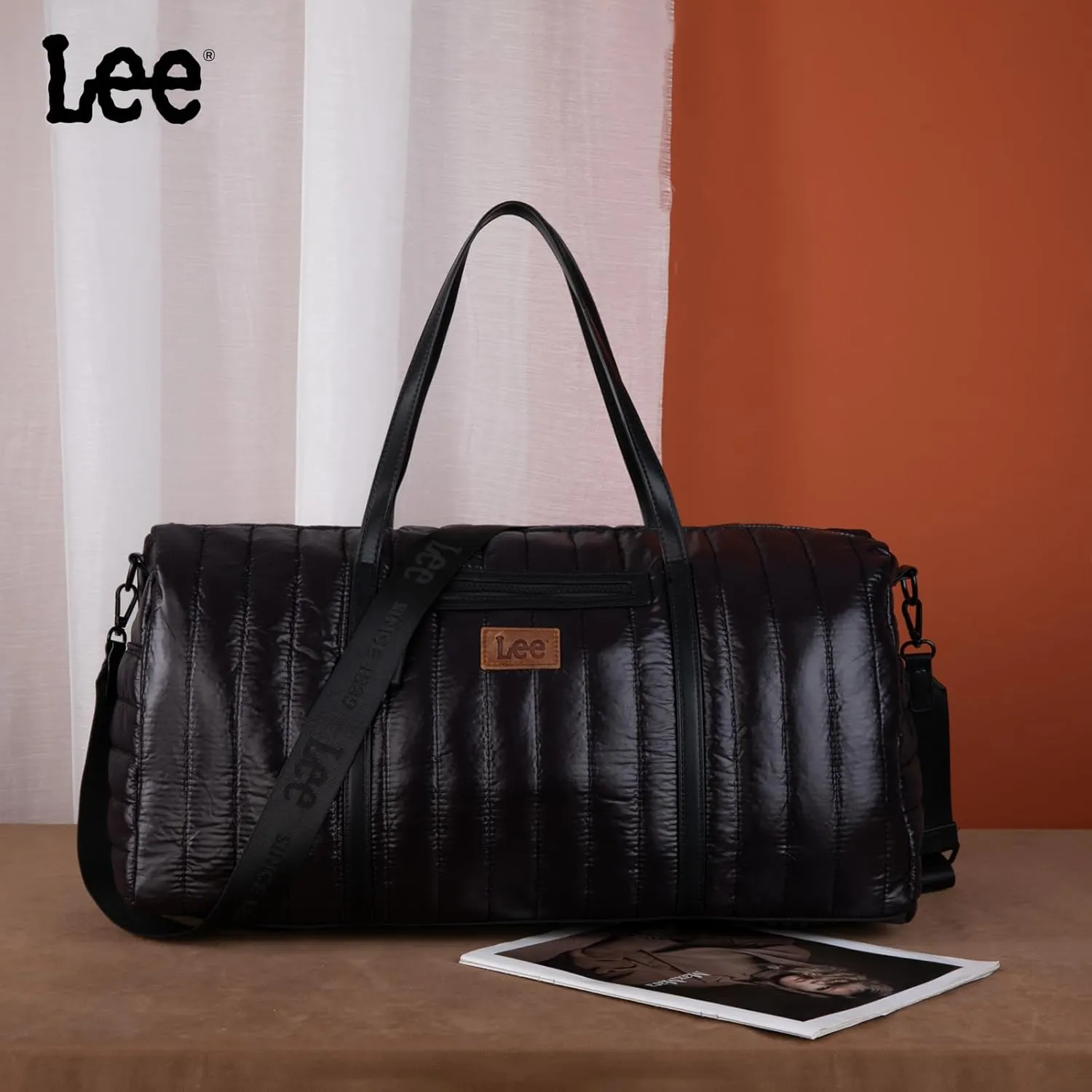 Lee Quilted Travel Duffel Bag for Women, Large Soft Puffy Lightweight Weekender Gym Bag with Adjustable Strap Water-Resistant Overnight Carry On Bag for Trips Sport Airplane Hospital