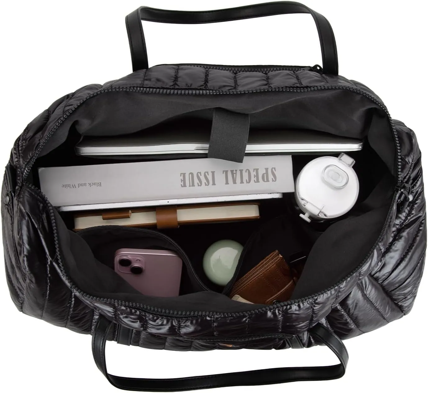 Lee Quilted Travel Duffel Bag for Women, Large Soft Puffy Lightweight Weekender Gym Bag with Adjustable Strap Water-Resistant Overnight Carry On Bag for Trips Sport Airplane Hospital