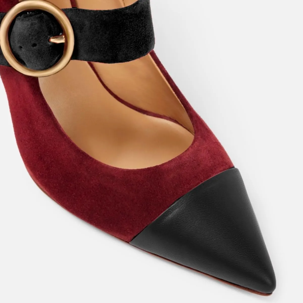 LEHOOR Women Chunky High Heel Mary Jane Pumps Pointed Toe Ankle Strap Dress Pumps Cap Toe Mary Jane Block Heels 3 inch 4-11 M US