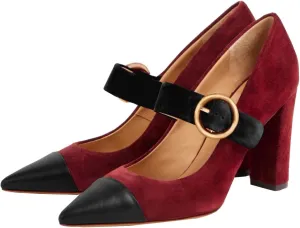 LEHOOR Women Chunky High Heel Mary Jane Pumps Pointed Toe Ankle Strap Dress Pumps Cap Toe Mary Jane Block Heels 3 inch 4-11 M US