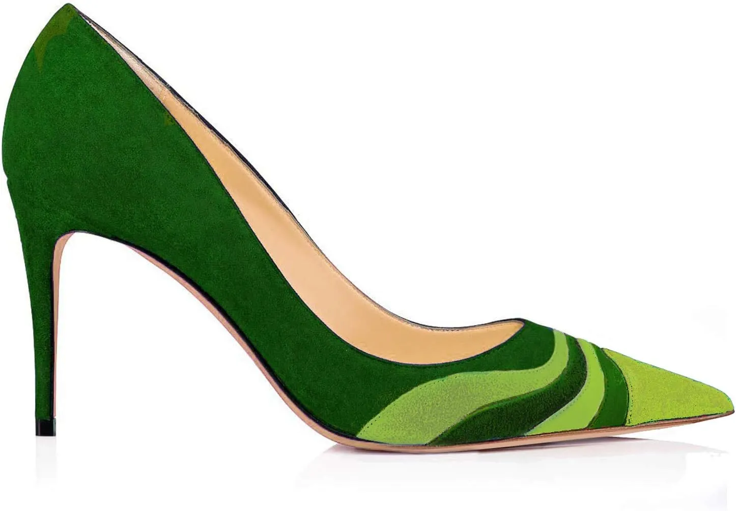 LEHOOR Women Rainbow Kitten Heels Pumps Pointed Toe Suede Stiletto, 3 inch High Heel Pumps Multicolor Closed Toe Classic for Ladies Dress Party 4-15 M US