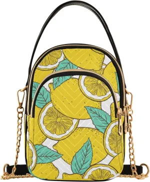Lemon Slices and Leaves Design Crossbody Bags Shoulder Bag for Women Stylish Ladies Messenger Bags Cell Phone Purse and Handbags Wallet
