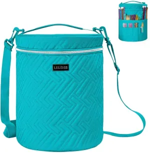 Leudes Yarn Bag, Crochet Tote Knitting Bag Water Resistant Yarn Storage Organizer Holder Case for Crochet Hooks Needles Knitting Kit for Beginners (Turquoise)