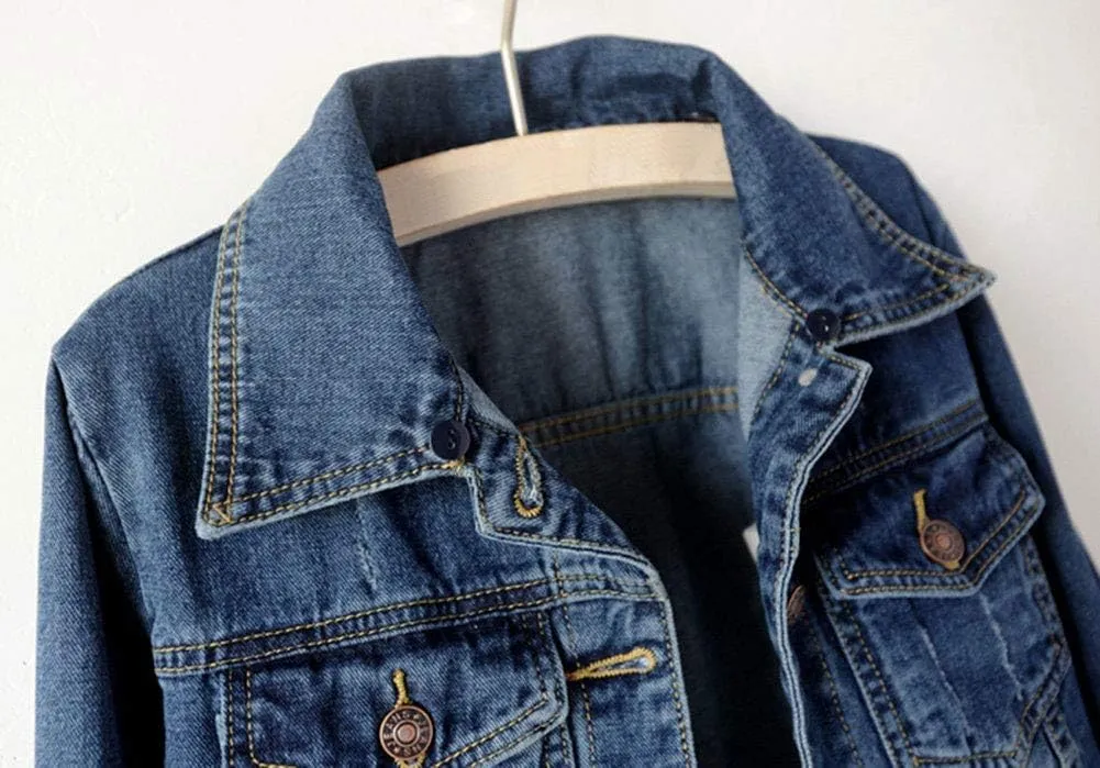 LifeShe Women's Casual Detachable Hoodie Denim Jacket