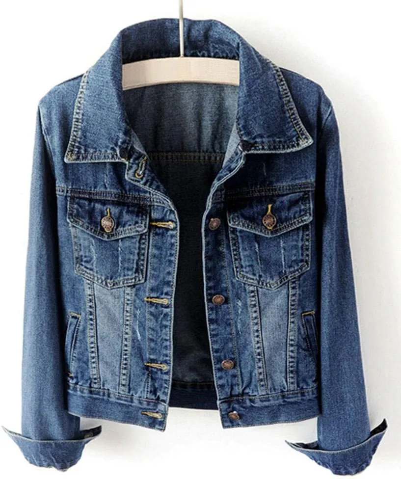 LifeShe Women's Casual Detachable Hoodie Denim Jacket