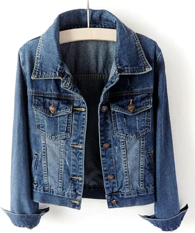 LifeShe Women's Casual Detachable Hoodie Denim Jacket