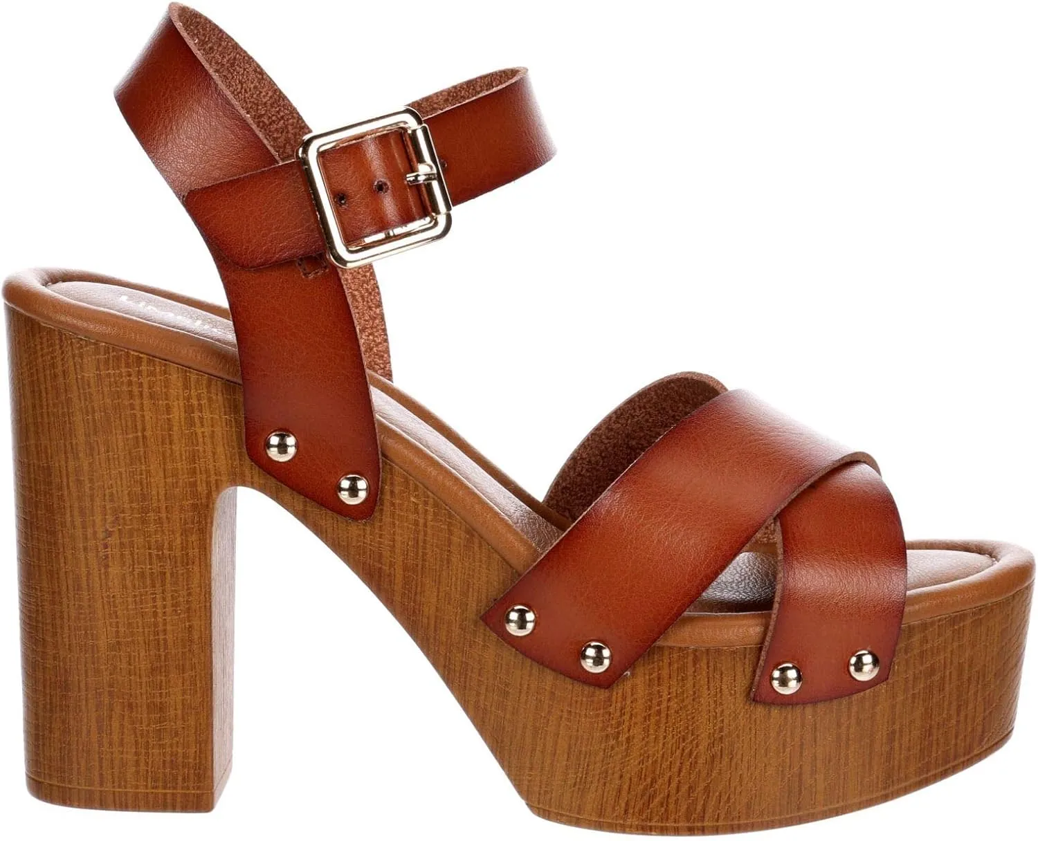 Limelight April Apple - Women's Faux Wooden High Heeled Platform Dress Sandals