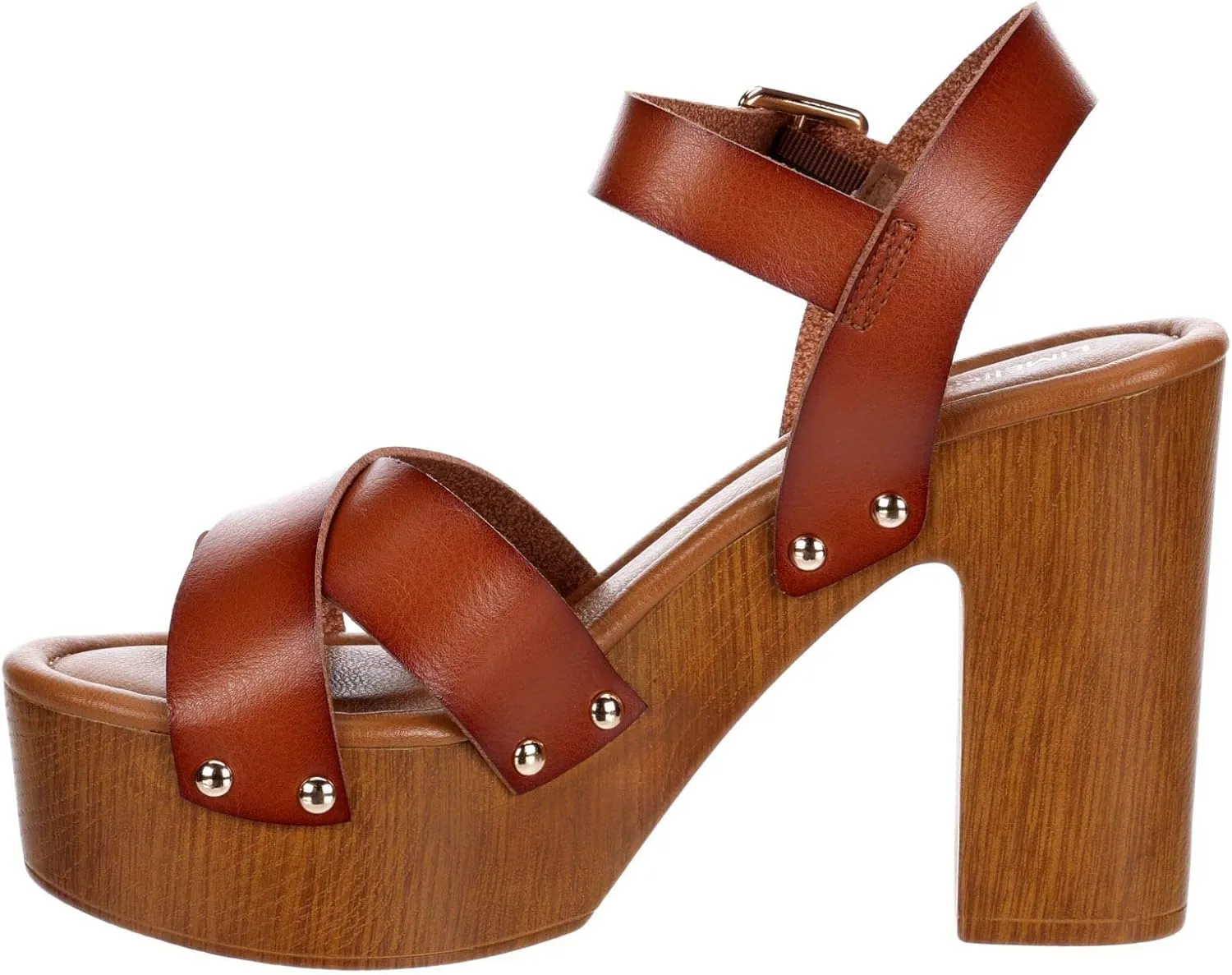 Limelight April Apple - Women's Faux Wooden High Heeled Platform Dress Sandals