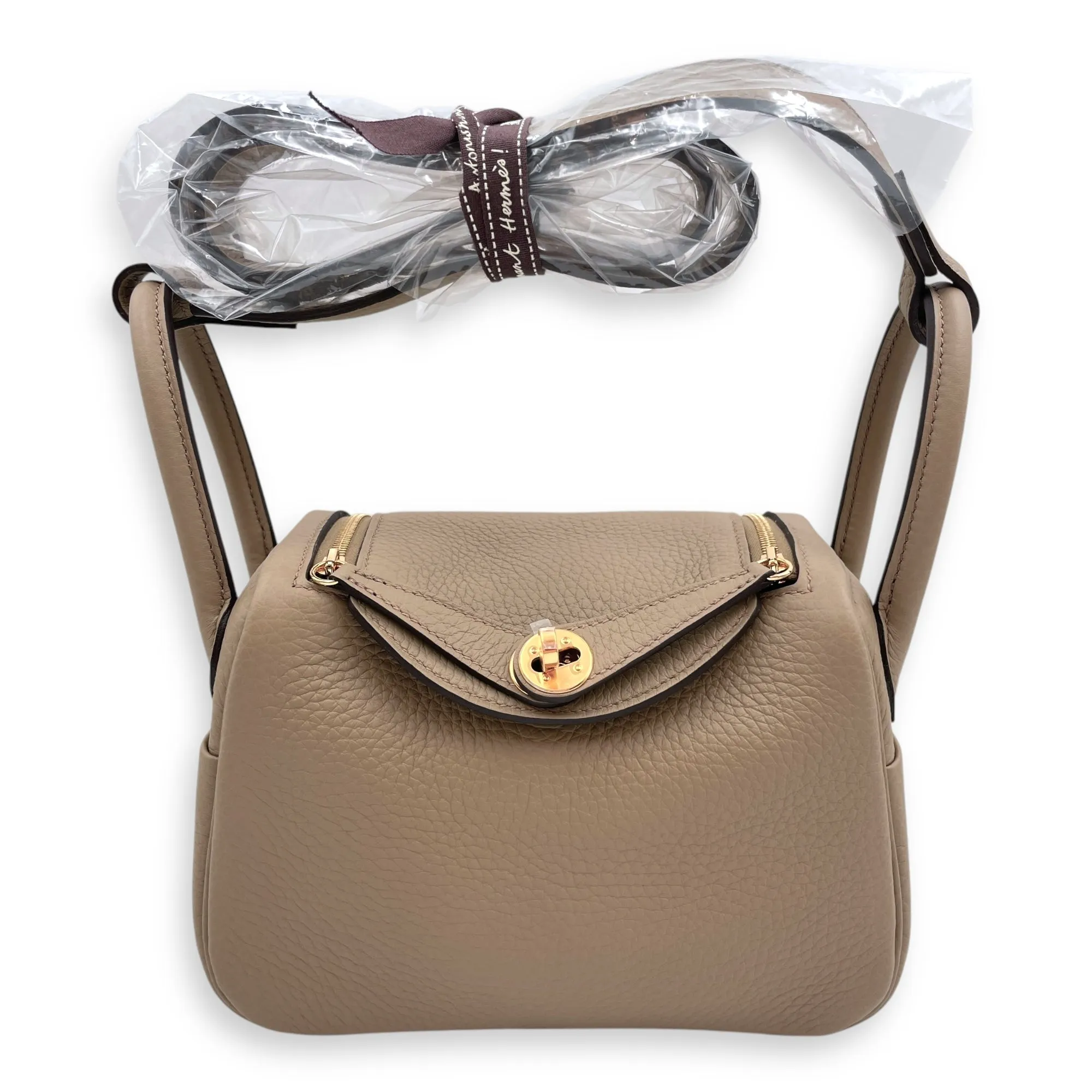 Lindy II Mini Beige Marfa in Clemence, Gold hardware