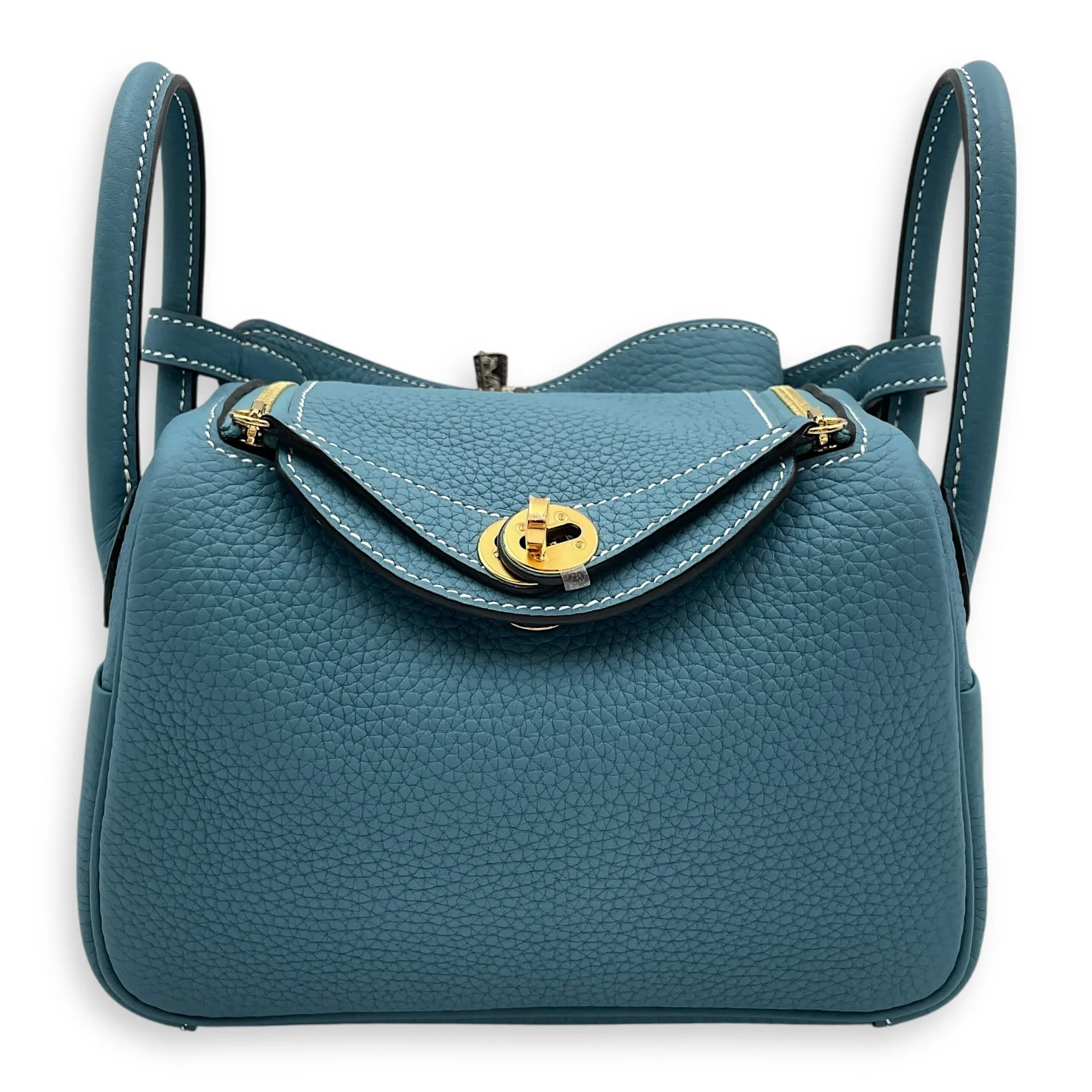 Lindy Mini Blue Jean in Clemence, Gold hardware