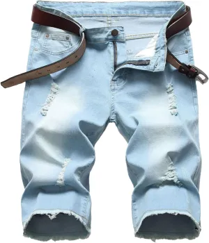 Litteking Men's Ripped Jean Shorts Casual Distressed Denim Shorts Summer Short Pants with Pockets