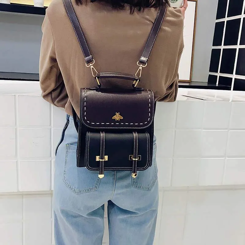 Little Bee Vintage Faux-Leather Backpack