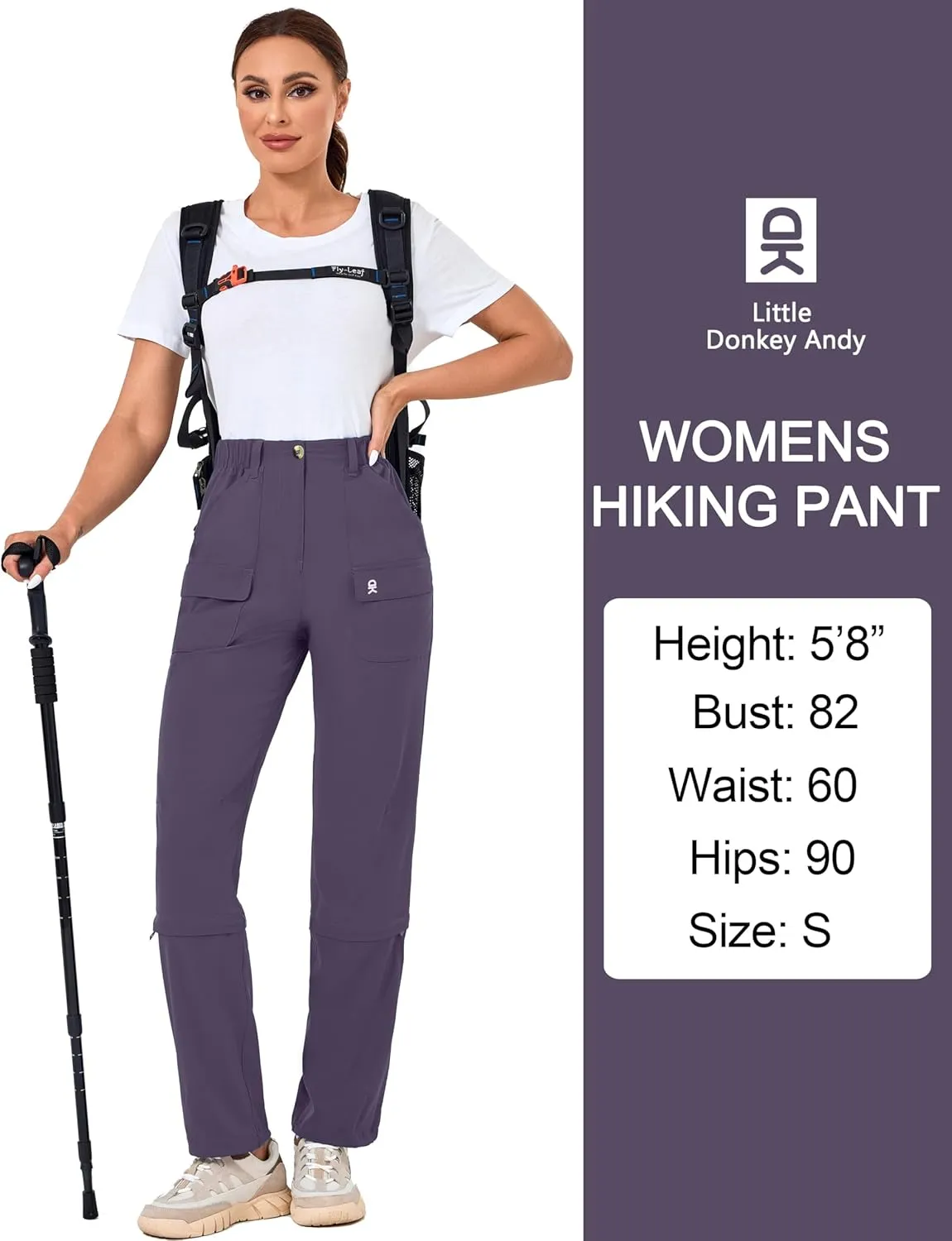 Little Donkey Andy Women's Convertible Hiking Pants Zip-Off Quick Dry Stretch Pants Travel Camping Fishing
