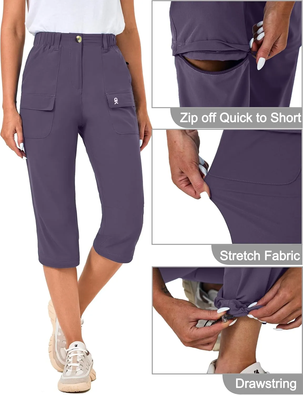 Little Donkey Andy Women's Convertible Hiking Pants Zip-Off Quick Dry Stretch Pants Travel Camping Fishing