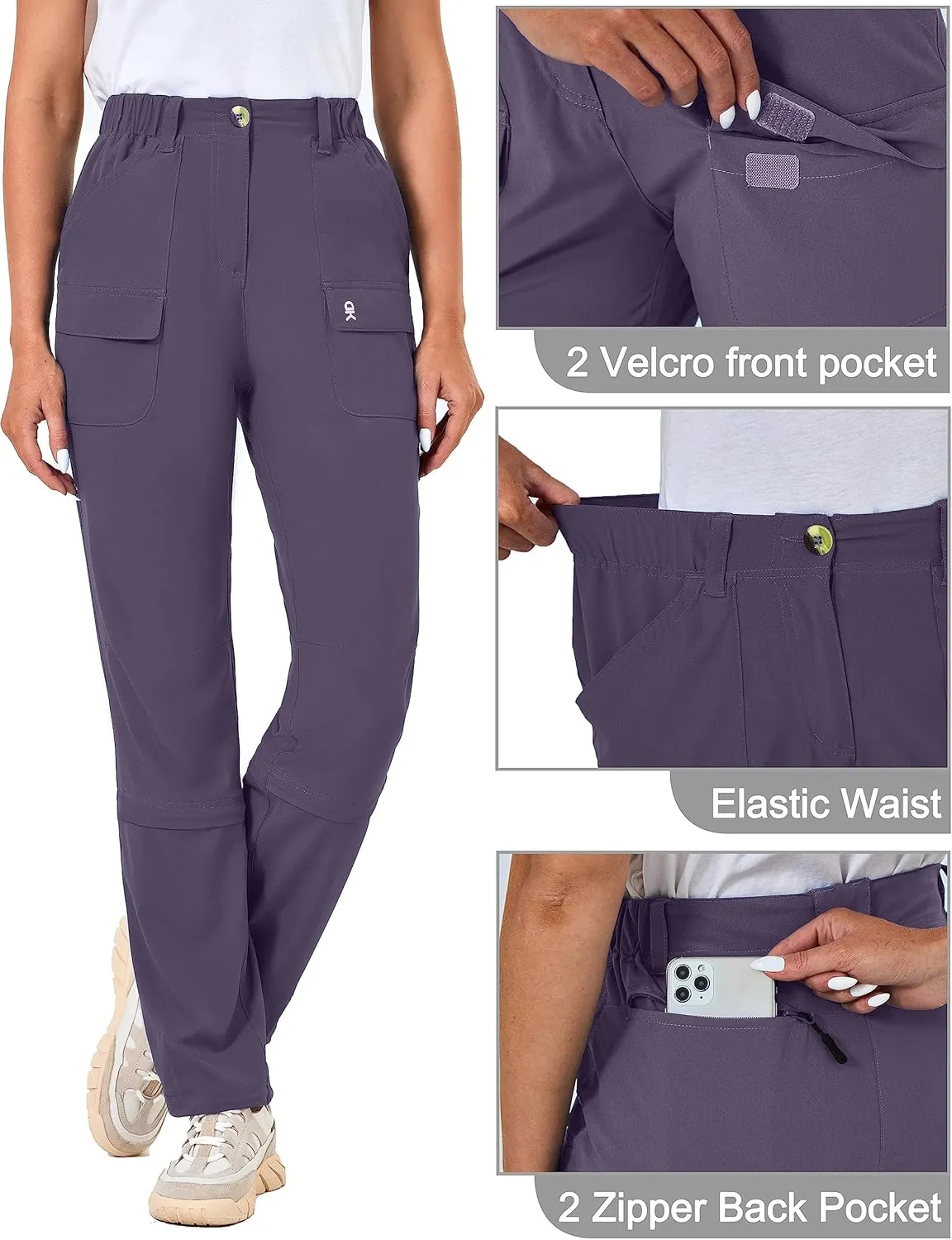 Little Donkey Andy Women's Convertible Hiking Pants Zip-Off Quick Dry Stretch Pants Travel Camping Fishing