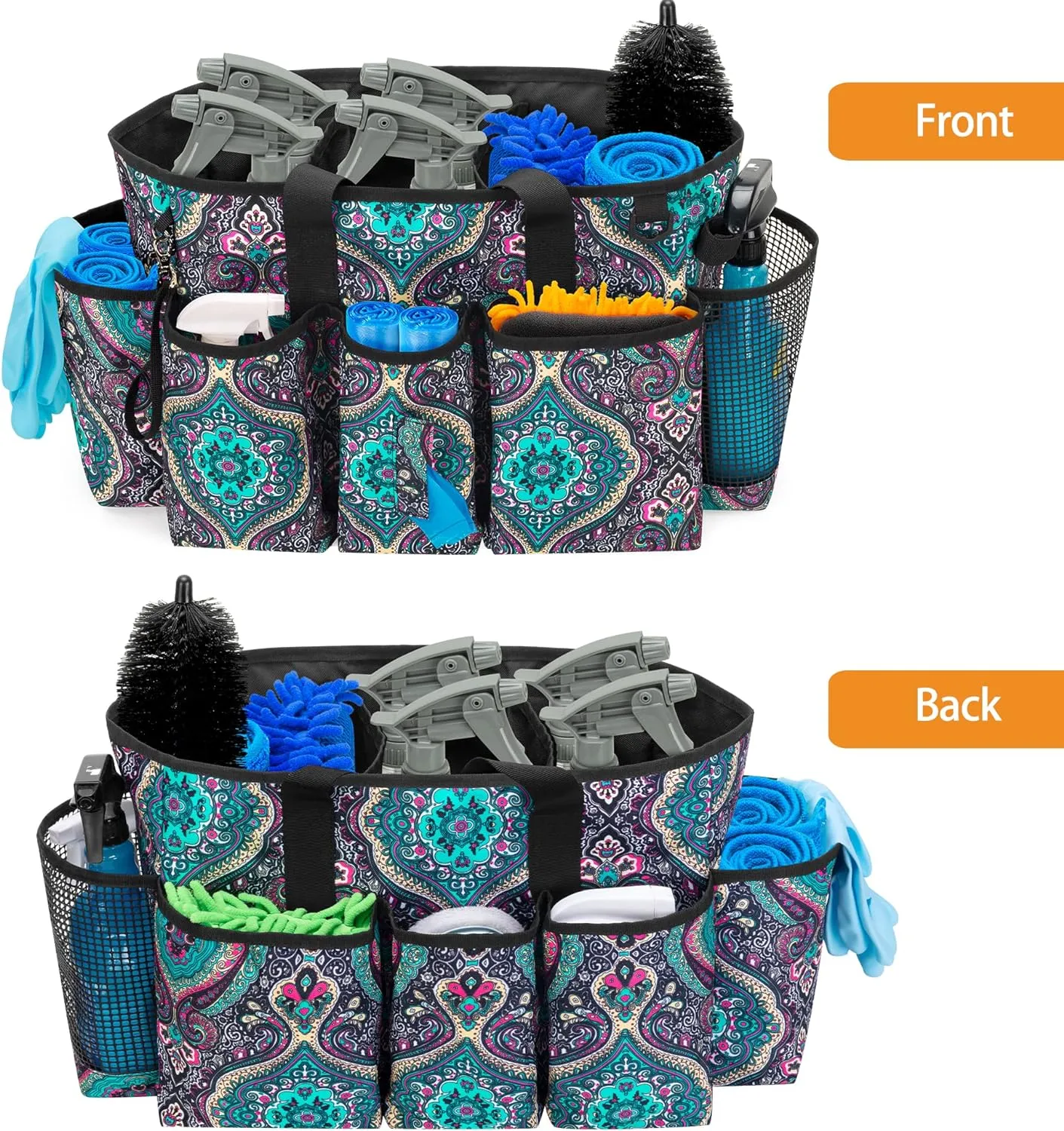 LoDrid Professional Cleaning Tote Caddy for Cleaning Supplies, Cleaning Bag Organizer with Dividers and Handle Strap for Housekeepers Work, Totem, (Bag Only)