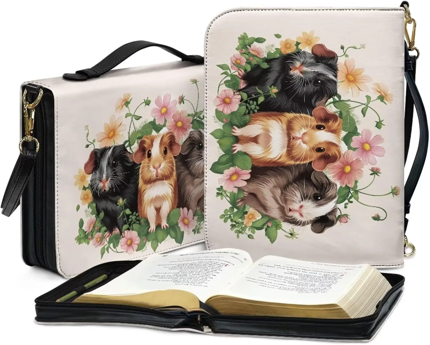 Lotusorchid Church Bible Bag for Women, Bible Cover Case for Men, Large Bible Accessories with Detachable Shoulder Strap