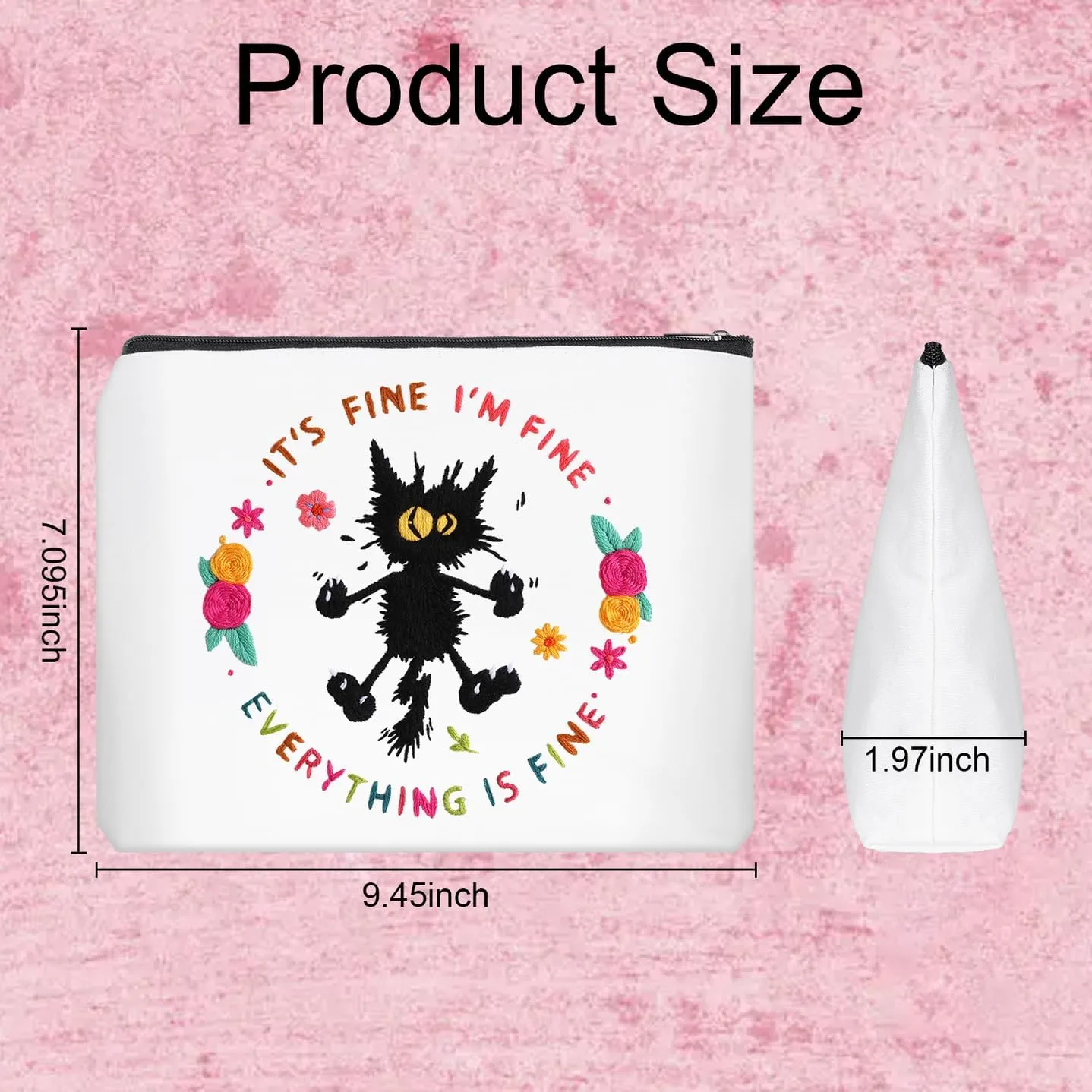 Louise Maelys Embroidery Kit for Beginners,Canvas Makeup Bag,Cross Stitch Kits for Adults,DIY Needlepoint -It's Fine I'm Fine Everything is Fine