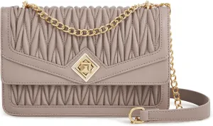 LOVEVOOK Crossbody Bags for Women Leather Quilted Shoulder Bag with Chain Strap Trendy Clutch Satchel Ladies Evening Bag