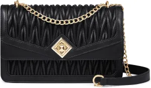 LOVEVOOK Crossbody Bags for Women Leather Quilted Shoulder Bag with Chain Strap Trendy Clutch Satchel Ladies Evening Bag