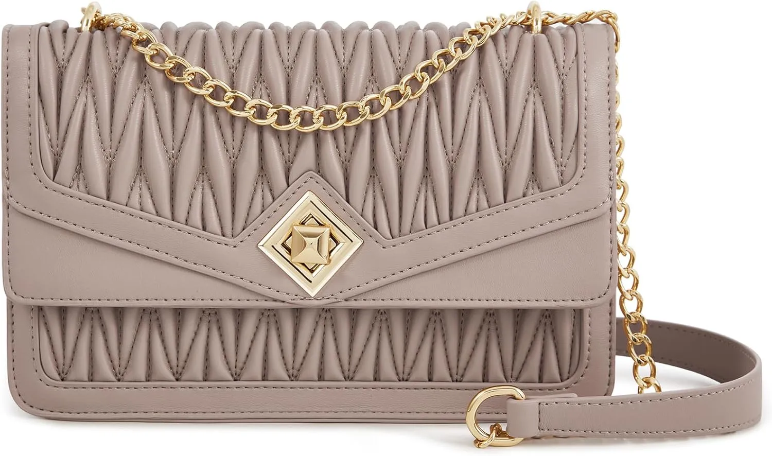 LOVEVOOK Crossbody Bags for Women Leather Quilted Shoulder Bag with Chain Strap Trendy Clutch Satchel Ladies Evening Bag