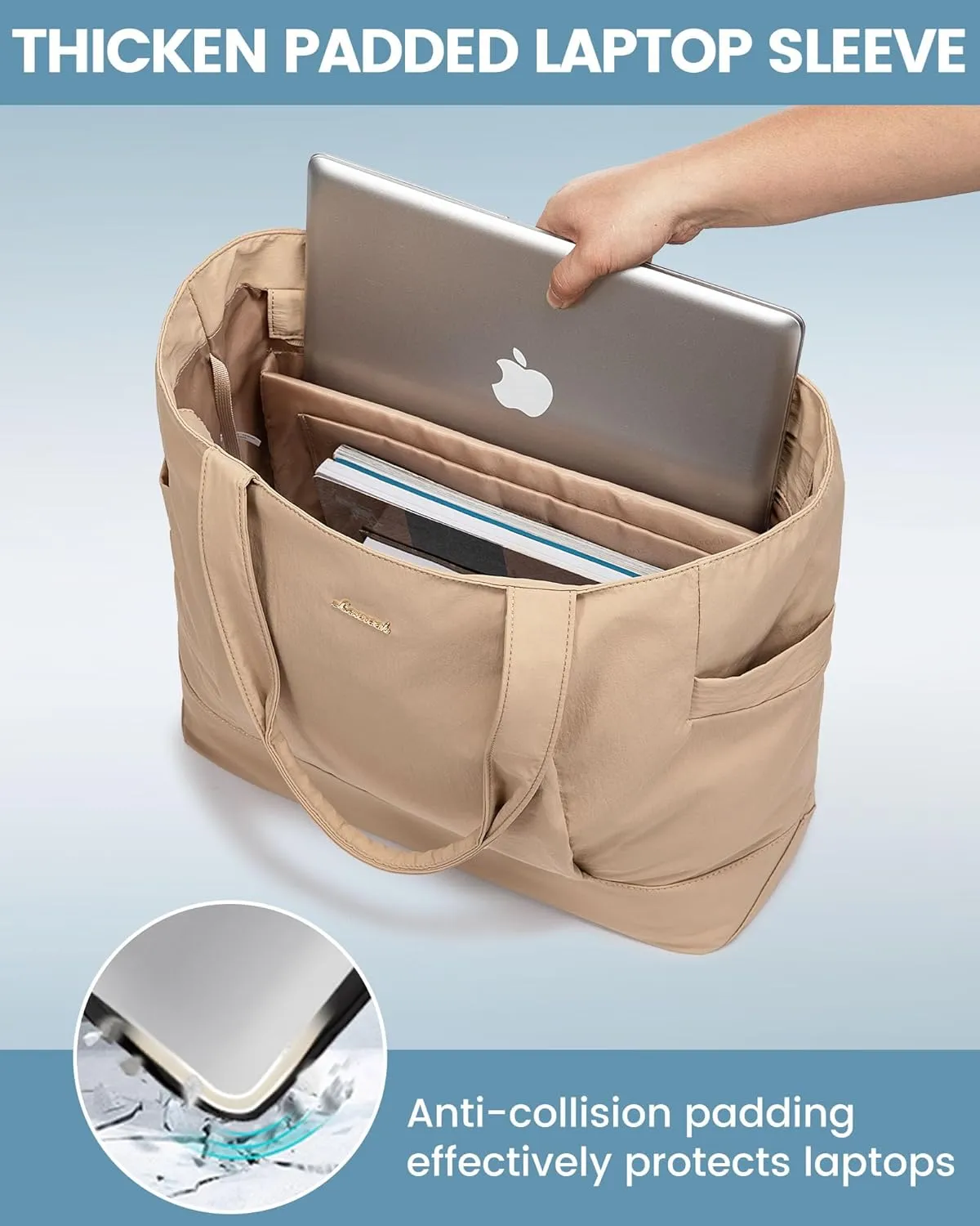 LOVEVOOK Tote Bag for Women Work Travel, Lightweight Teacher Work Tote Bag With Zipper With Laptop Compartment, Nurse Handbag