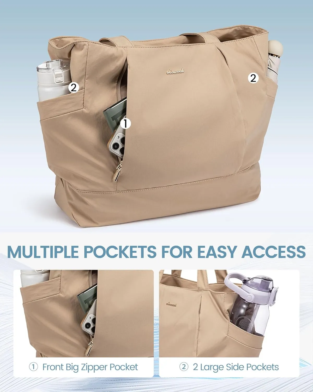 LOVEVOOK Tote Bag for Women Work Travel, Lightweight Teacher Work Tote Bag With Zipper With Laptop Compartment, Nurse Handbag