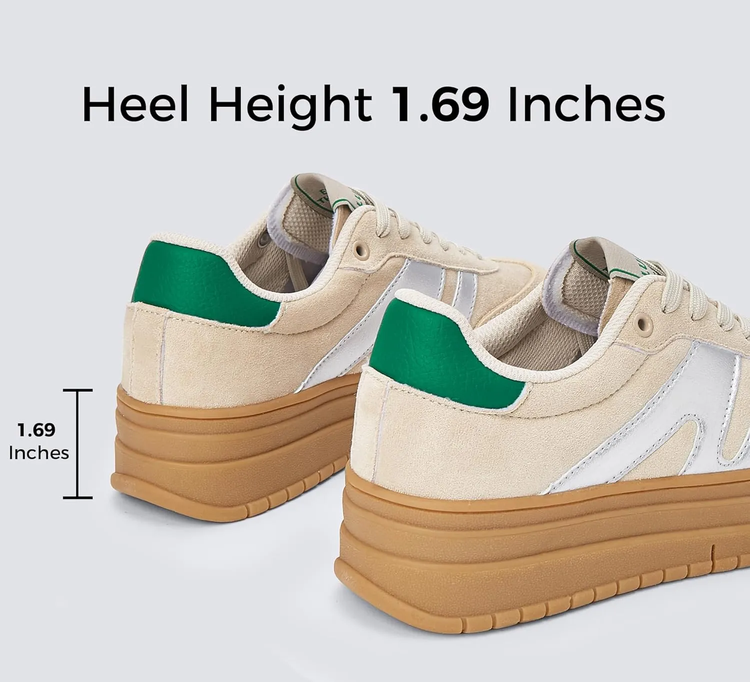 LUCKY STEP Women's Platform Gum Thick Sole Fashion Sneakers Classic Retro Rubber Low Top Casual Tennis Skate Walking Shoes