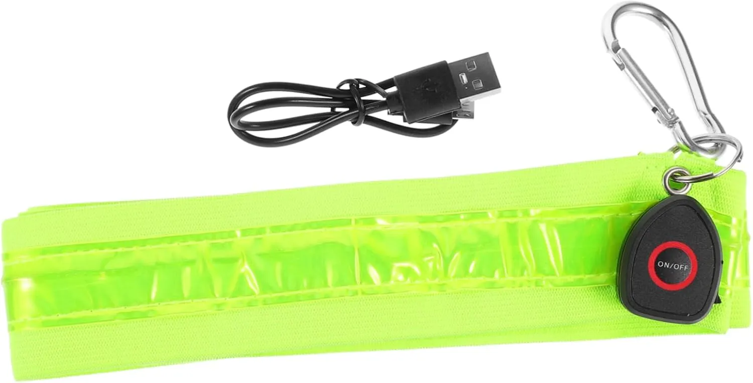 Luminous Cross Shoulder Straps Running LED Armband Waist Belt LED Light Rechargeable Light Festival Accessories Reflective Running Gear Running Belt Vest Headband Green Nylon