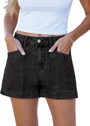 luvamia Jean Shorts for Women High Waisted Stretchy Denim Jorts Trendy Casual Distressed Cut Off Shorts with Pockets