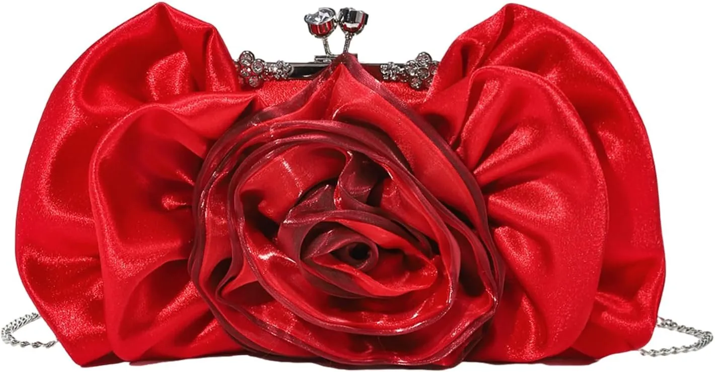 Luxurious Crinkled Evening Purse With Detachable Chain Shoulder Strap Handbag For Banquets Galas And Celebrations