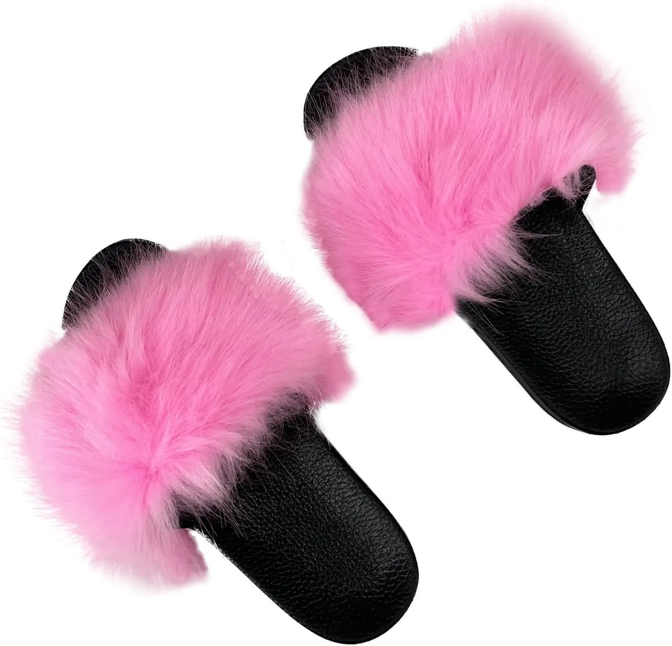 LVCOMEFF Women Faux Fur Slippers Slidess