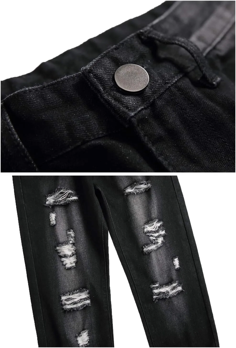 LZLER Mens Ripped Jeans,Distressed Destroyed Slim Fit Straight Leg Denim Pant with Holes