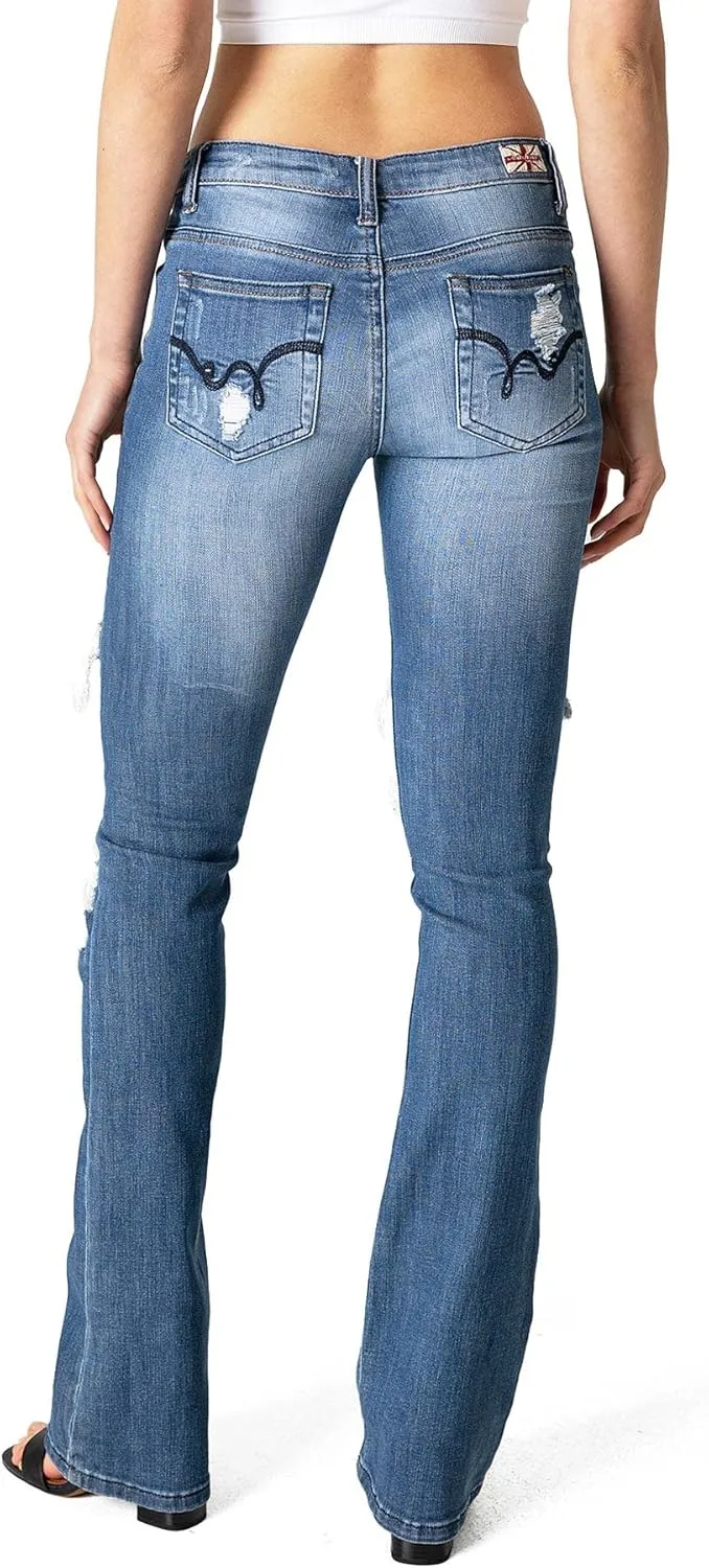 Machine Jeans Women's Juniors Low Waist Distressed Jeans