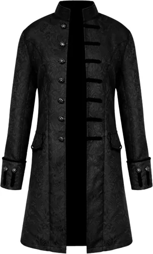 Maiyifu-GJ Men's Medieval Court Vintage Trench Coat Single Breasted Cosplay Dress Coat Steampunk Slim Trench Coat
