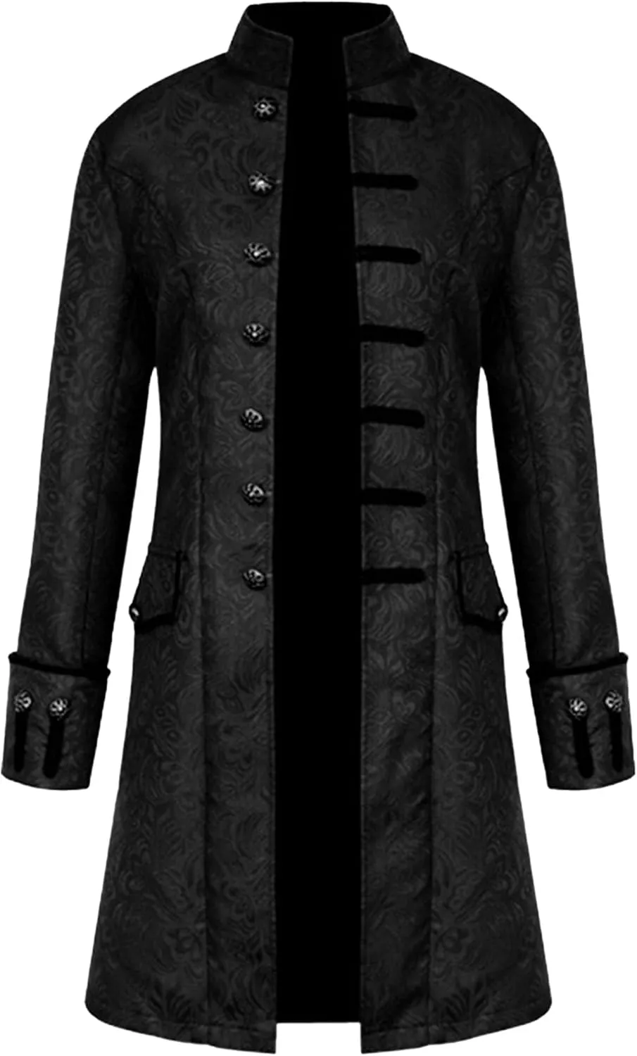 Maiyifu-GJ Men's Medieval Court Vintage Trench Coat Single Breasted Cosplay Dress Coat Steampunk Slim Trench Coat