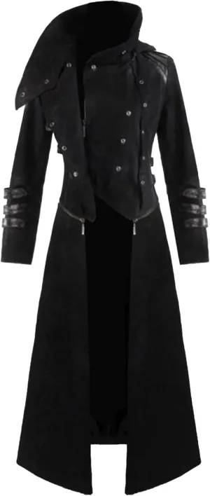 Maiyifu-GJ Men's Medieval Court Vintage Trench Coat Solid Long Sleeve Cosplay Dress Jacket Steampunk Slim Trench Coat