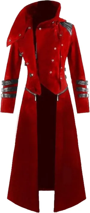 Maiyifu-GJ Men's Medieval Court Vintage Trench Coat Solid Long Sleeve Cosplay Dress Jacket Steampunk Slim Trench Coat