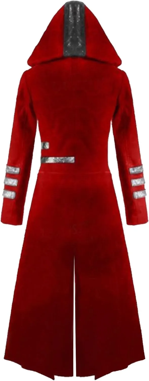 Maiyifu-GJ Men's Medieval Court Vintage Trench Coat Solid Long Sleeve Cosplay Dress Jacket Steampunk Slim Trench Coat