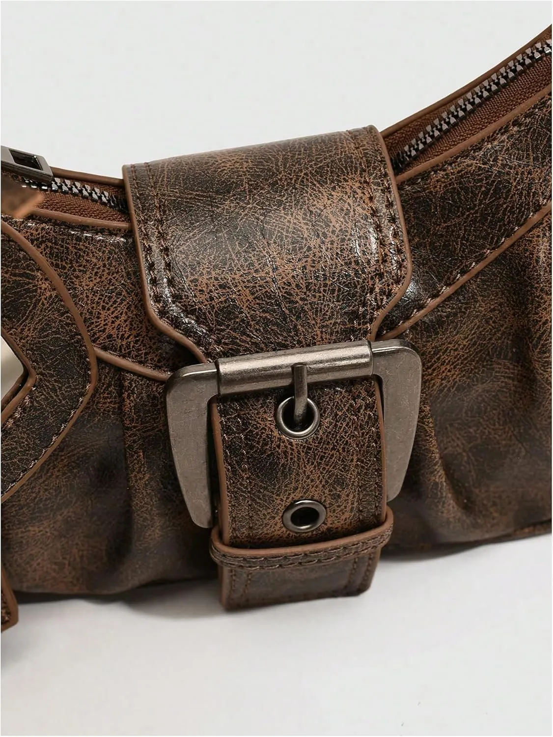 MakeMeChic Women's PU Leather Top Handle Buckle Shoulder Bag PU Leather Retro Vintage Mini Handbags