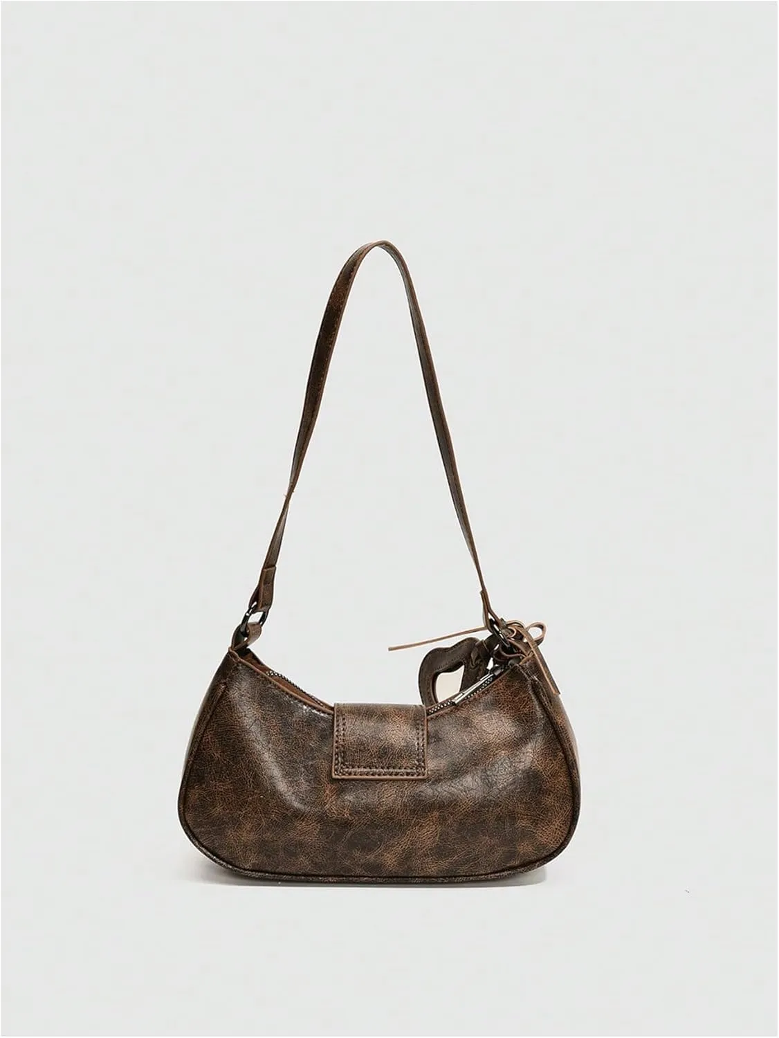 MakeMeChic Women's PU Leather Top Handle Buckle Shoulder Bag PU Leather Retro Vintage Mini Handbags