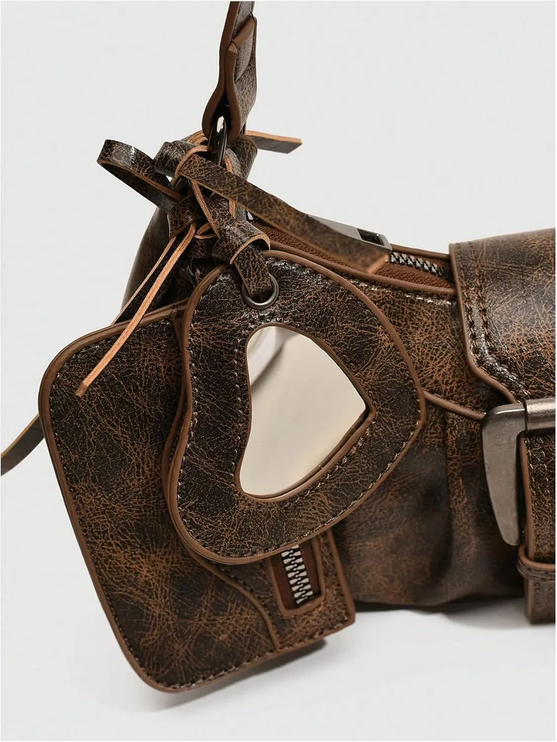 MakeMeChic Women's PU Leather Top Handle Buckle Shoulder Bag PU Leather Retro Vintage Mini Handbags