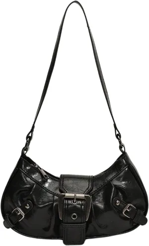 MakeMeChic Women's PU Leather Top Handle Buckle Shoulder Bag PU Leather Retro Vintage Mini Handbags