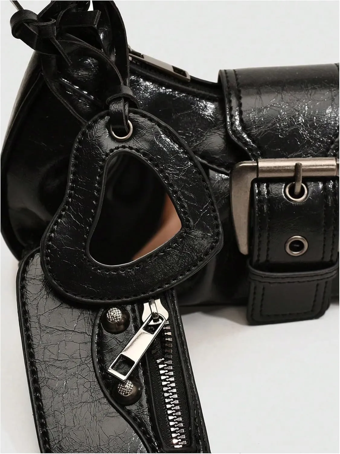 MakeMeChic Women's PU Leather Top Handle Buckle Shoulder Bag PU Leather Retro Vintage Mini Handbags