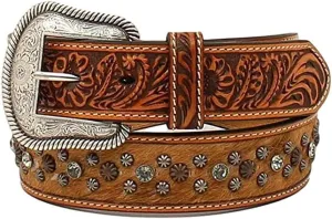 M&F Western Products Women's Nocona Hiar On Studded Belt Brown M