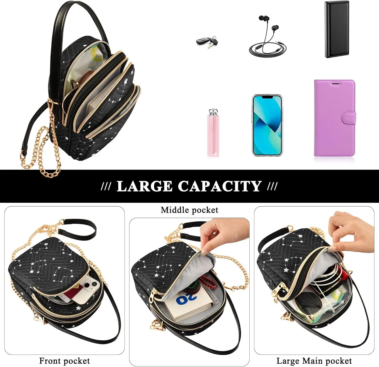 Mardi Gras Mask Colorful Small Crossbody Bags for Women Trendy Phone Bag