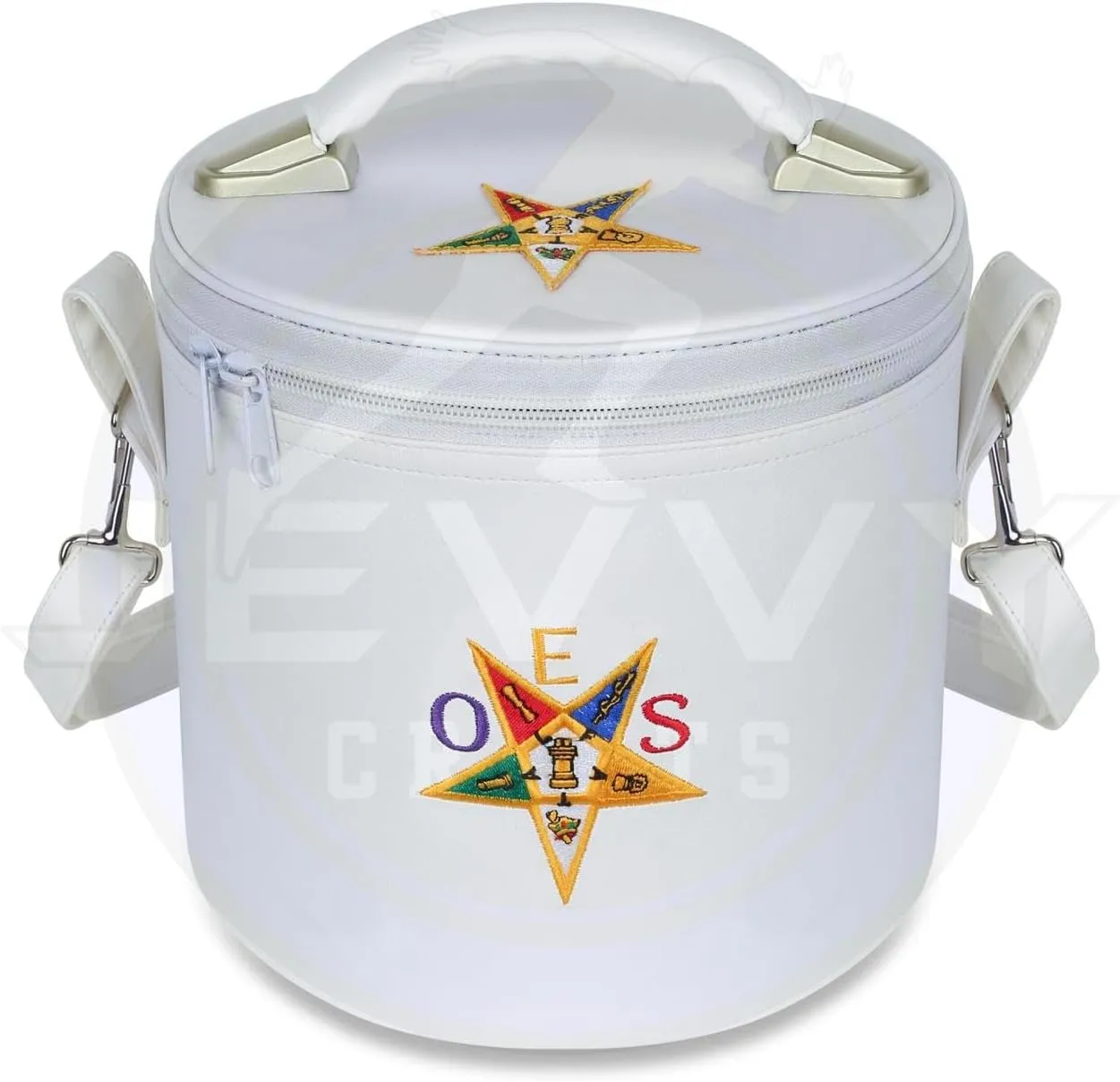 Masonic OES Fez Case – Order of Eastern Star White Fez Cap Storage Bag for Freemasons with Shoulder Strap – Durable & Lightweight Travel Case