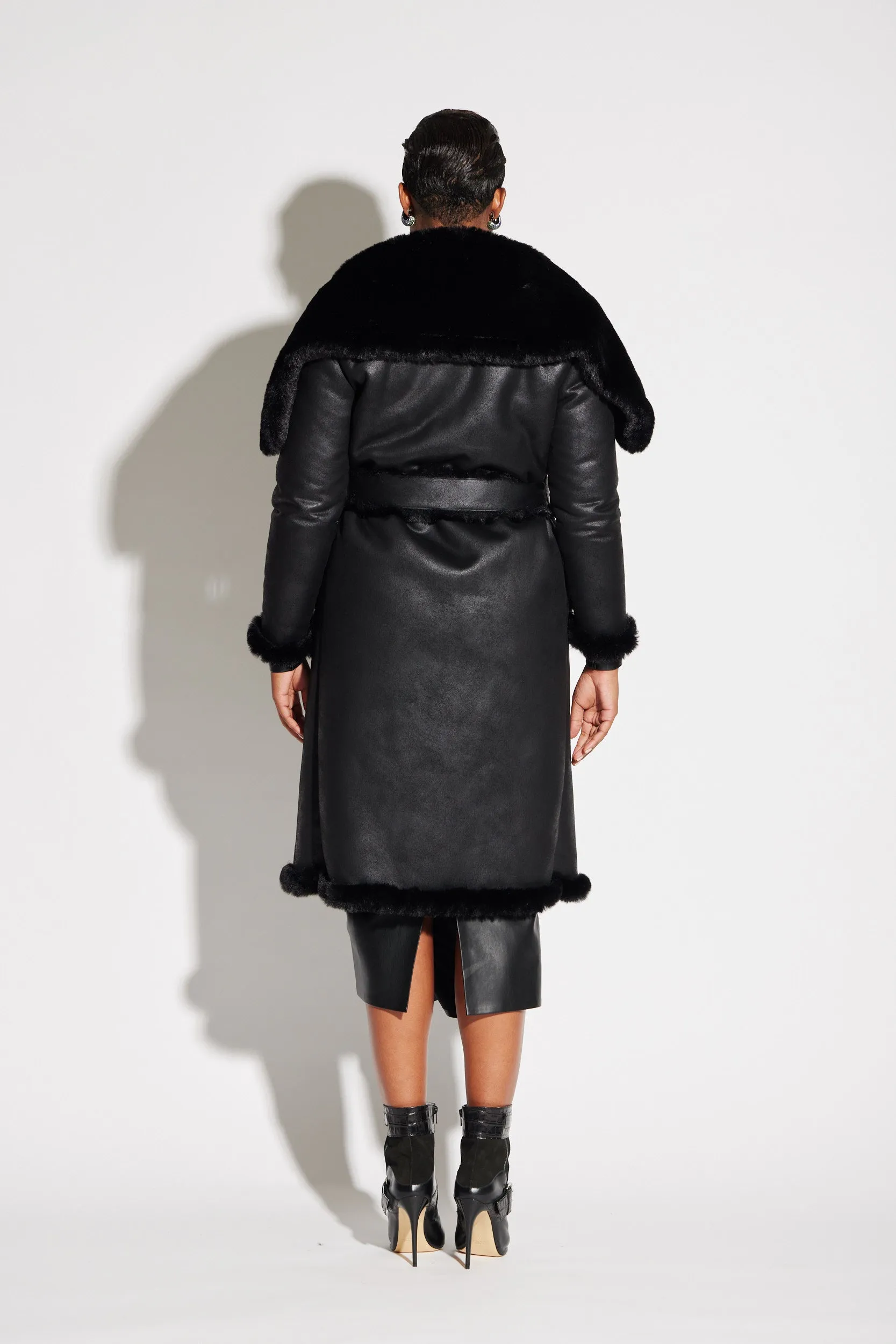 Maxi Faux Fur & Vegan Leather Reversible Coat